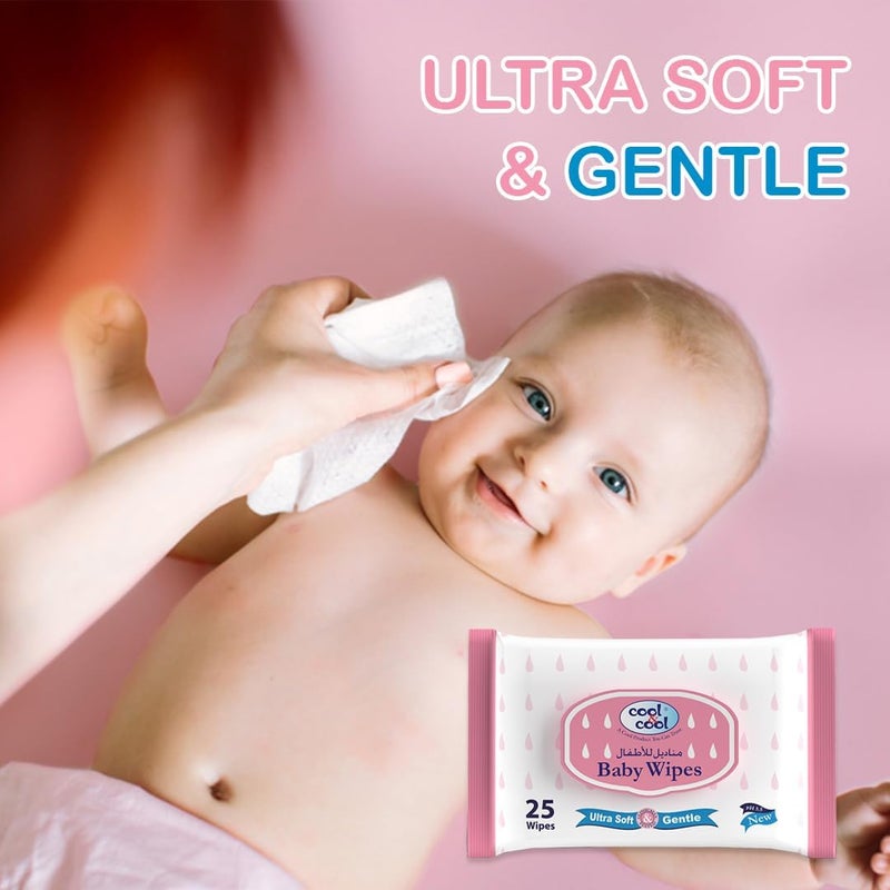 Cool & Cool Baby Wipes - Pack of 3 (75 Wipes) - Ultra Soft & Gentle, Alcohol Free, Paraben Free, Enriched with Vitamin E and Aloe Vera - Image 2